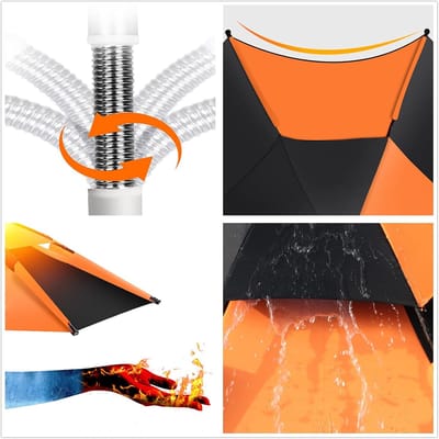 Tuinparasol Ø2m Dubbele Laag Windbestendige Strandparasol Kantelbaar 360° Draaibaar Waterdicht UV-Bescherming Visparasol Balkon Parasol met Ventilatie en Accessoires – Mobili Bella