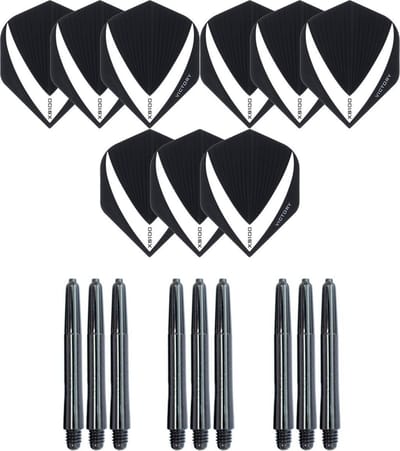 3 sets (9 stuks) Super Sterke – Wit/Clear - Vista-X – darts flights – inclusief 3 sets (9 stuks) - medium - darts shafts