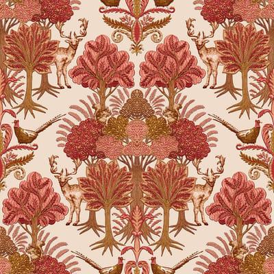 Dutch Wallcoverings - Tapestry Nordic Deer Forest Red - TP422304