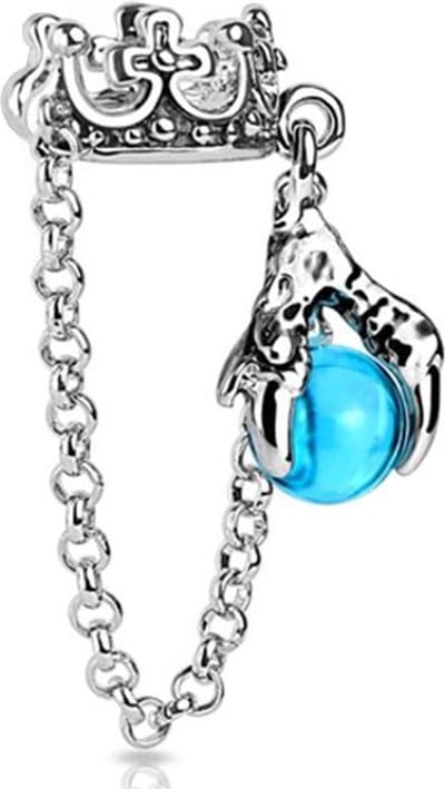 Fake helixpiercing kroon met ketting - LMPiercings
