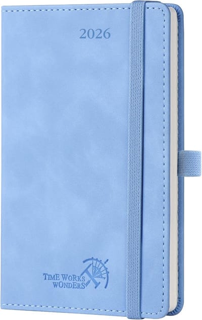 Weekagenda 2026 - Planningsboek - Tijd Beheren - Zacht PU Leer - 16 x 105 cm - Cyaanblauw