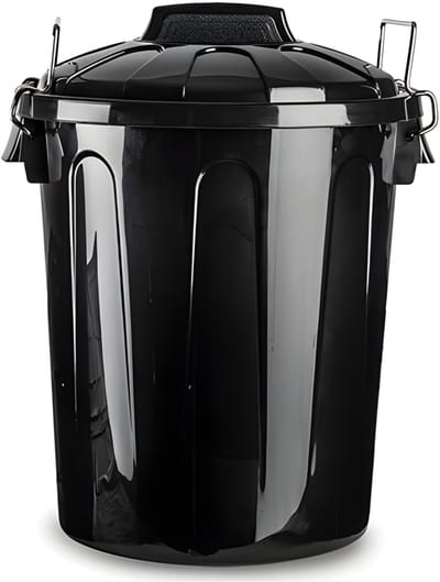Plasticforte afvalemmer - zwart - 21L - kunststof - H42 cm - met deksel - prullenbak/afvalbak