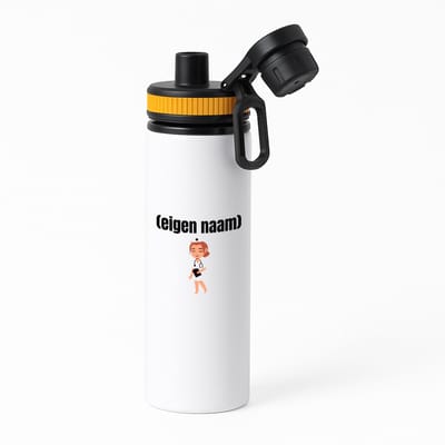 Hacebo® - dokter vrouw met eigen naam waterfles met draaidop oranje - Dokter - iemand die dokter is - cadeau - verjaardag - kado - ziekenhuis - water fles - 850ML