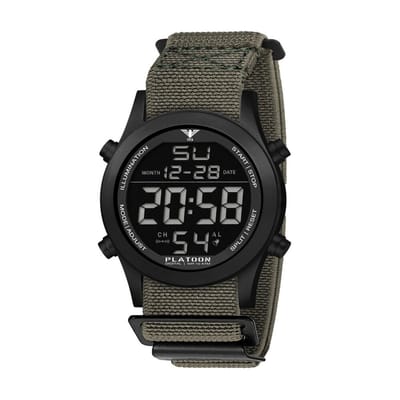 KHS - KHS.PLABSD.DFSGO - Polshorloge - Heren - Kwarts - PLATOON Black Steel Digital