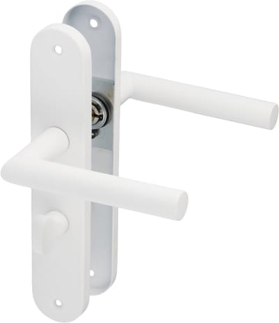 Ostiumhome® Lucano - Deurbeslag - Deurklink op Rond Schild - Met WC/Badkamer-Slot - PC 63mm - Wit - Complete Set