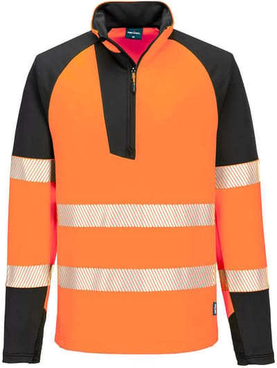 Portwest PW3 Hi-Vis Sweatshirt met 1/4 rits T172 - Oranje/Zwart - 4XL