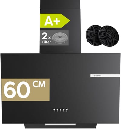 CIARRA VMB6765A - A+ 599 m³/u Schuine Afzuigkap 60 cm Wandkap Recirculatie & Luchtafvoer incl. Koolstoffilter met LED 3 Standen zwart
