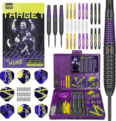 Dartpijlen Set - Stalen Darts - Precisie Werpen - Volledige Accessoires Kit - 100 Delen - Paars Geel Zwart