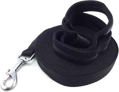 pet | Hondenriem "Rocky H" met rubberen greep en karabijnhaak; Robuust nylon; zwart; Lengtes: 3,5 meter (3 meter)