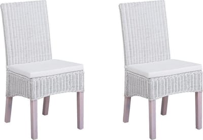 ANDES - Eetkamerstoel - Gebroken wit - Rotan