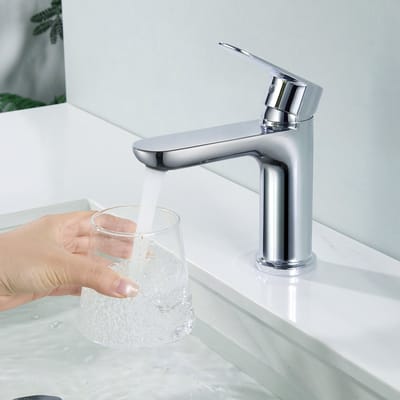CECIPA Max Wastafelkraan - Badkamerkraan - Badkamer Kraan - Koud en Warm - Wastafelmengkraan - Snelle Montage voor Badkamer - Waterbesparend - Chroom