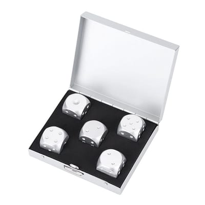 Dailygoods- Kubusbox Set van 5 Stuks - Aluminiumlegering - Tafelspel - Poker - Cadeau voor Mannen - Luxe Kleur en Vakmanschap - Dobbelstenen