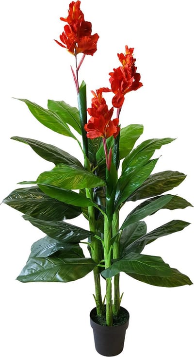Kunst Rode Canna | 165cm - Namaak canna - Kunstplanten voor binnen - Kunstplant canna