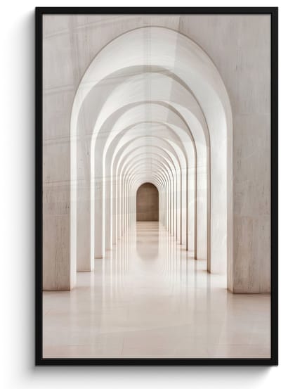 Poster in lijst - Fotolijst 80x120 cm - Posters - Hal - Bogen - Symmetrisch - Modern - Posterlijst zwart - Decoratie - Wanddecoratie woonkamer - Muurdecoratie slaapkamer