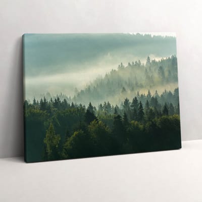 Wallfluent Foto Op Canvas Zonsopgang Beskiden - 80 x 60 cm - Groente Canvas Schilderij - Landschappen Foto Canvas - Natuur Schilderij Op Doek - Landschappen Schilderij Op Canvas