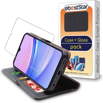 ebestStar - Hoes geschikt voor Samsung Galaxy A15, A15 5G, Wallet Etui, Book case hoesje, Zwart + Gehard Glas