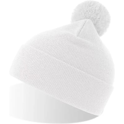 Atlantis Headwear - Wind-S Beanie with Pompom - White - One Size