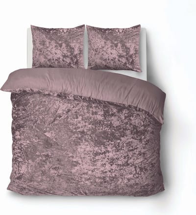 iSleep Dekbedovertrek Crushed Velvet - Eenpersoons - 140x200/220 cm - Roze