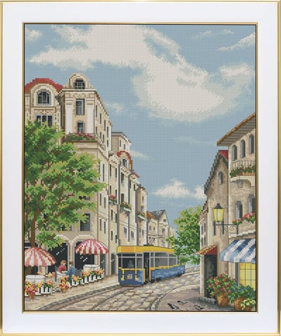 Borduurpakket VDV - Summer Tram - Zomertram - telpatroon om zelf te borduren - DMC garens