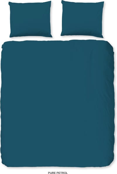 Pure dekbedovertrek effen kleur - 2 persoons 200x200/220 cm - Petrol - Microvezel