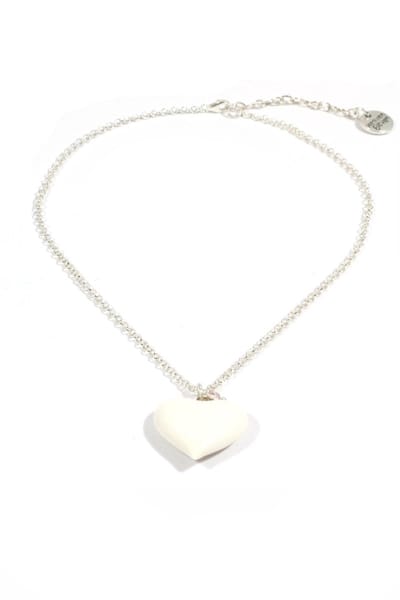 Heaven Eleven dames Ketting zilver plating met wit hart van hertegewei