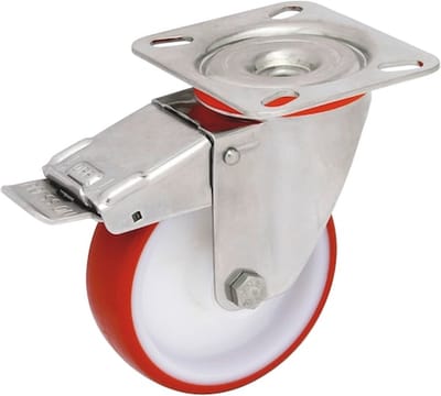 Wurth - Industrieel zwenkwiel met vergrendeling, PUR-band - Meubeltransportwiel Met draaibare houder en vastzetrem x 1 st - 170 kg