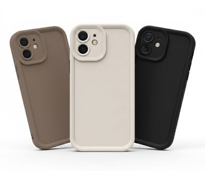 Set van 3 telefoon hoesjes geschikt voor iPhone 11 – beige, taupe en zwart – matte backcovers met verhoogde camera rand – zachte bescherm hoesjes voor dames en unisex