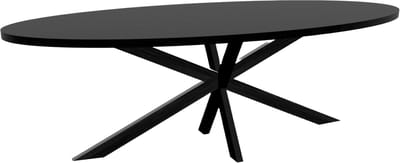 Eettafel ovaal melamine 240cm Tommy zwart ovale tafel