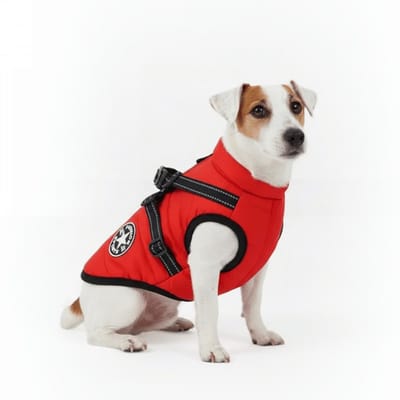 Huisdierenjas met Geïntegreerd Harnas - Hondenjas - Hondenharnas - Rood - 4XL (13-20kg)