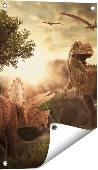 Gards Tuinposter Dinosauri�rs in de Natuur - Dino's - 40x60 cm - Tuindoek - Tuindecoratie - Wanddecoratie buiten - Tuinschilderij