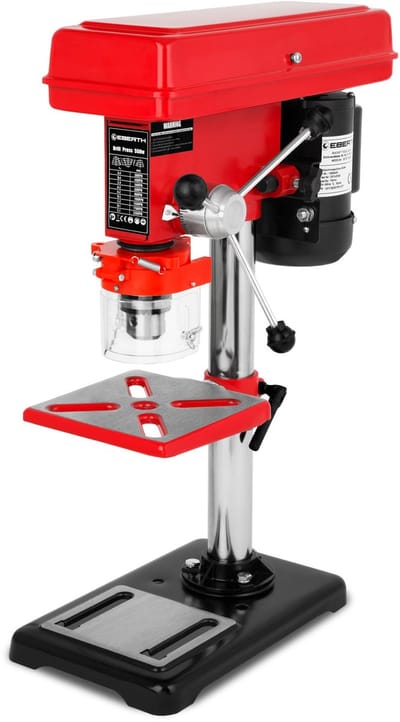 EBERTH Tafelboormachine 550 watt, 50 mm spilverplaatsing, 9 snelheden, max. 2350 tpm, staande boormachine met boorkop Ø 3-16 mm, staande boormachine, kolomboormachine, kantel- en draaibare boortafel