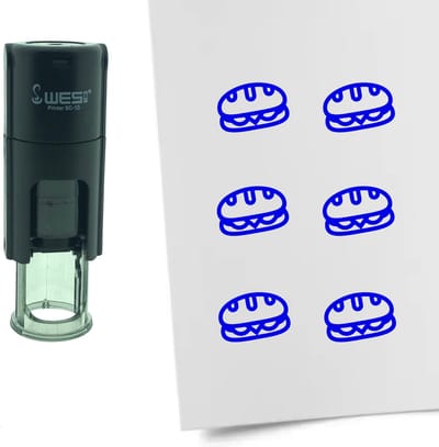 CombiCraft Stempel Broodje 10mm rond - blauwe inkt