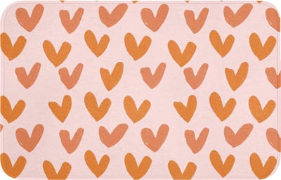 WC mat 80x50 cm - Antislip - Hartjes - Getekend - Oranje - Toiletmat - Vloermat - Douchemat - Toilet tapijt - Toiletmatten