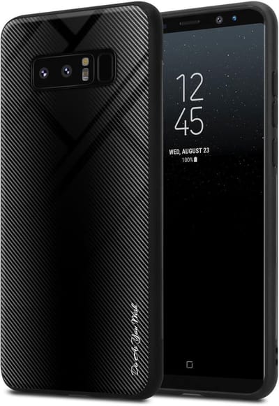 Cadorabo Hoesje geschikt voor Samsung Galaxy NOTE 8 in OPAAL ZWART - Beschermhoes gemaakt van TPU silicone Case Cover en achterkant van gehard glas