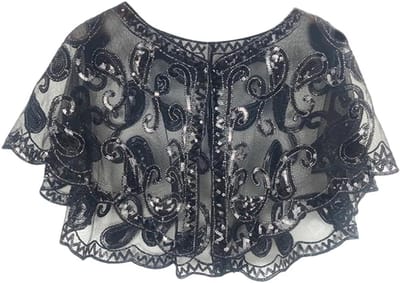 Dames sjaal - Accessoire - Feestelijke gelegenheid - Vintage-stijl - 50 g - Zwart Zilver