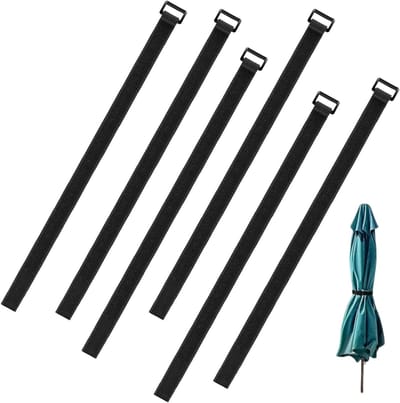6 stuks spanbanden, herbruikbare spanbanden voor parasol met klittenbandsluiting, bevestiging voor paraplu, tuin, binnenplaats, strand