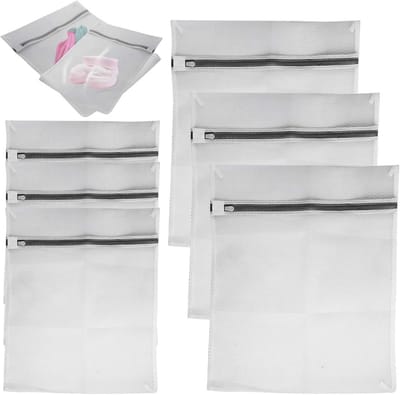 Mesh Waszakken Set - Kleding Beschermers - Wassen Beschermen - Premium Rits - 6 Stuks - Wit
