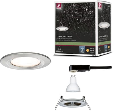 LED-inbouwlamp Nova star IP44 rond 78 mm GU10 6,5W 460lm 230V 2700K Staal geborsteld