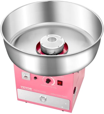 Velmio Suikerspinmachine - Suikerspinmaker - RVS - Roze - Professioneel - Instelbaar - Gebruiksvriendelijk - Feest - 38 cm