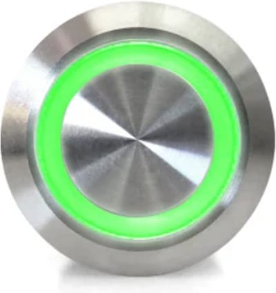 OTRONIC® Drukknop | aan-uit self lock | 12-24V LED Groen | RVS | 16mm