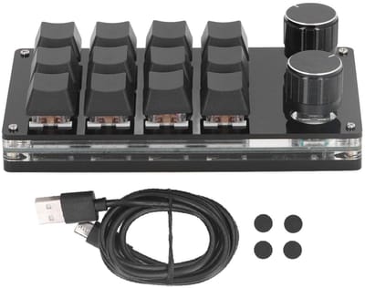 Allecto - 12 Key Red Switch Toetsenbord - Programmeerbaar Gaming Toetsenbord - Voor Gaming en Kantoor - Multifunctioneel - Dubbele Knoppen - Geschi...