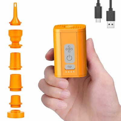 Ryoudavell - Elektrische Luchtpomp voor Luchtbed - Krachtige 5000Pa Opblaaspomp met 6 Opzetstukken - 2400mAh Akku Vacuümpomp voor Vacuumzakken & Zwembad - Draagbare Mini Compressor & Reispomp - USB Oplaadbare Snelvuller - Slaapmat