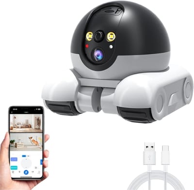 Robotcamera met dubbele lenzen en afstandsbediening voor huisbeveiliging