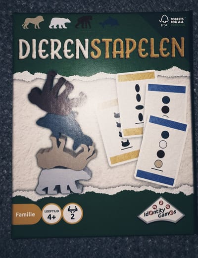 Identity Games - dierenstapelen - dieren stapelen - houten diertjes en speelkaarten - snel bouwen - kaartspel kinderen