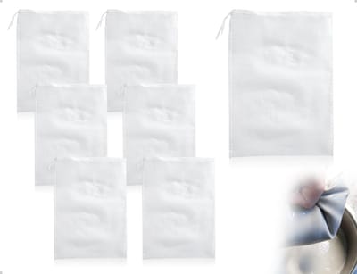 Dailygoods- Notenmelkzak Set van 6 - Herbruikbare Filterdoek - Nylon Filterzak - Fijnmazige Notenzak - Kaasdoek - 20 x 30 cm