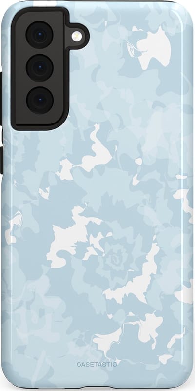 Casetastic Hoesje Geschikt voor Samsung S21 FE - Stijlvolle Beschermende Duo-layer Case - Blauwe wervels