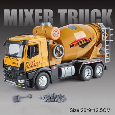 1:24 Betonmixer Kraanwagen Speelgoedmodel Geluid Licht Deuren Openbaar Legering Carrosserie Rubberen Banden Bouwvoertuig Modellen Kinder Collectie orange