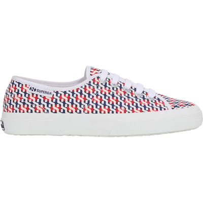 Superga Volwassen 3750 Leggera Print Trainers voor volwassenen (Wit, Rood, Marine)