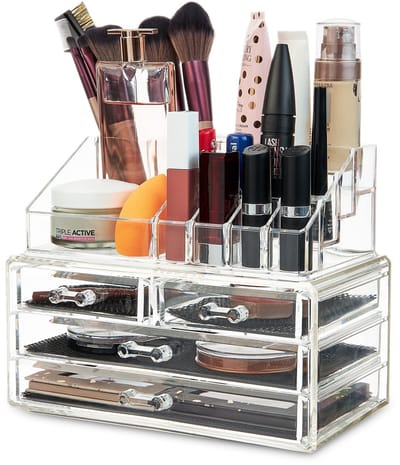 Inovra- Make-up Organizer Draaibaar - Make-up Organizer Lades - Verstelbaar - Transparant - Opslag - Organisatie - Make-up Opbergdoos