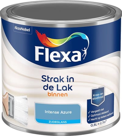 Flexa - Strak In De Lak Binnenlak Zijdeglans - Intense Azure - Mengverf - 500 Ml